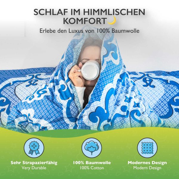 etérea Renforcé Bettwäsche Trisa Blau und Hellgrau Im Angebot – Bild 3